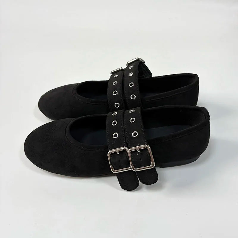 Round Toe Fashion Plush Ladies Flats Shoes Warm Female Shallow Footwear Buckle Strap Women Mary Janes Flats Fur Shoes